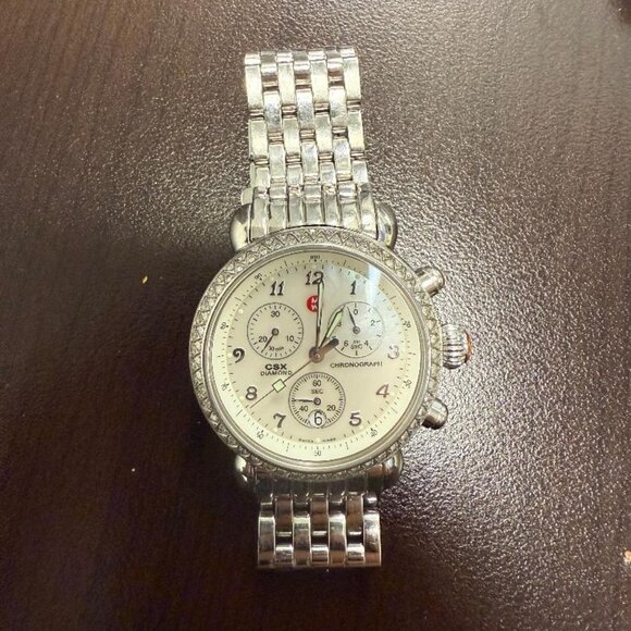 MICHELE CSX Diamond Watch 36mm Chronograph Date Pearl Dial - Picture 1 of 2